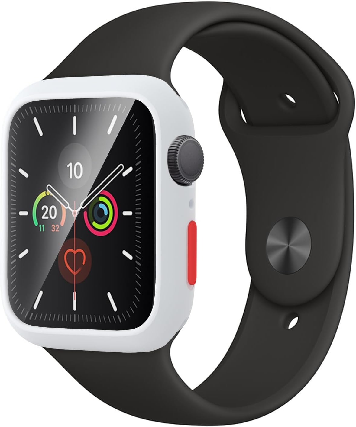 Case Compatible with Apple Watch 7/8/9 45MM with Tempered Glass Screen Protector, Full Coverage Bumper Cover for iWatch Smartwatch Accessories White+Yellow