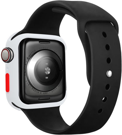 Case Compatible with Apple Watch 7/8/9 45MM with Tempered Glass Screen Protector, Full Coverage Bumper Cover for iWatch Smartwatch Accessories White+Yellow