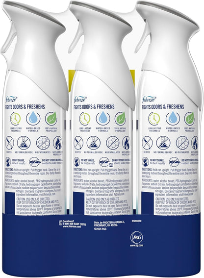 Air Mist, Air Freshener Spray, Odor Fighting Room Spray, Deodorizer for Home Bathroom Kitchen Office Apartment Dorm Room Classroom, Kitchen Odor Fighter Fresh Lemon Scent, 8.1oz, 3-pack