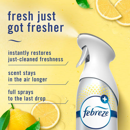 Air Mist, Air Freshener Spray, Odor Fighting Room Spray, Deodorizer for Home Bathroom Kitchen Office Apartment Dorm Room Classroom, Kitchen Odor Fighter Fresh Lemon Scent, 8.1oz, 3-pack