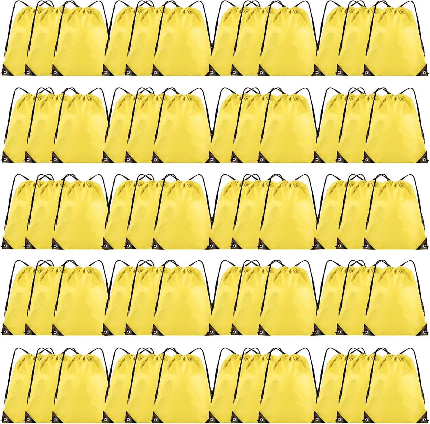 Drawstring Backpack Bulk 60 Pcs,Polyester Drawstring Bags,Yellow | 16.5 x 13.4in Drawstring Bags Bulk,Lightweight Foldable Cinch Bag,Sackpack for Party,Gym,Sports,DIY