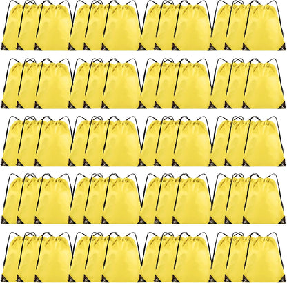 Drawstring Backpack Bulk 60 Pcs,Polyester Drawstring Bags,Yellow | 16.5 x 13.4in Drawstring Bags Bulk,Lightweight Foldable Cinch Bag,Sackpack for Party,Gym,Sports,DIY