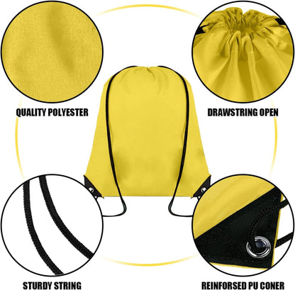 Drawstring Backpack Bulk 60 Pcs,Polyester Drawstring Bags,Yellow | 16.5 x 13.4in Drawstring Bags Bulk,Lightweight Foldable Cinch Bag,Sackpack for Party,Gym,Sports,DIY