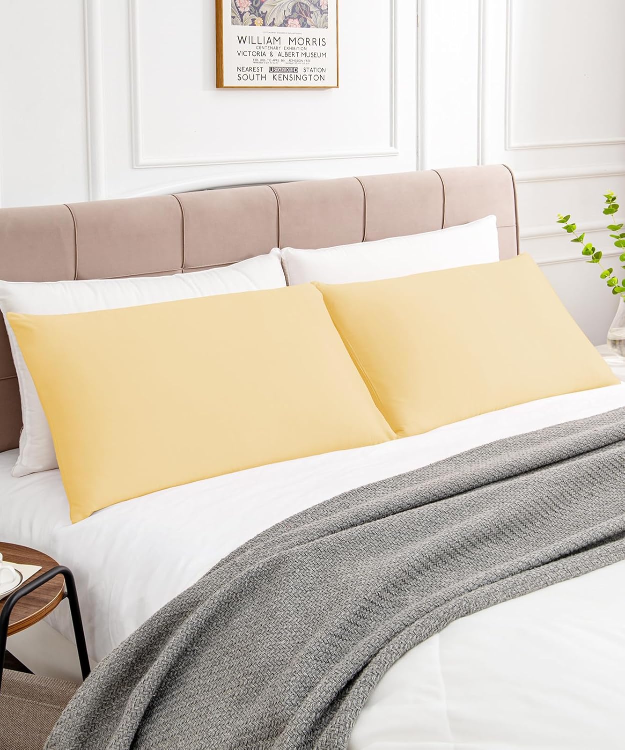 Cotton Pillow Cases Standard Size Set of 2, 600 Thread Count Pillowcases 20x26 Inches, Soft Long Staple Cotton Pillowcases Breathable with Envelope Closure, Mustard Yellow
