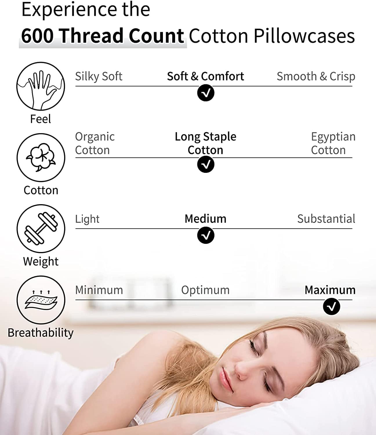 Cotton Pillow Cases Standard Size Set of 2, 600 Thread Count Pillowcases 20x26 Inches, Soft Long Staple Cotton Pillowcases Breathable with Envelope Closure, Mustard Yellow