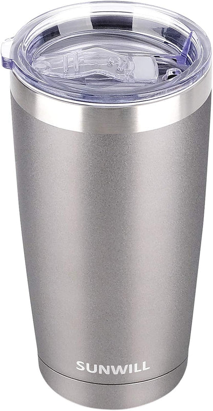Travel Coffee Tumbler 20 oz, Insulated Mug with Lid, Stainless Steel Cup for Hot and Cold Drinks, Powder Coated Yellow