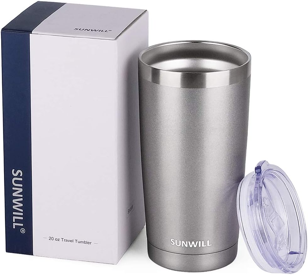 Travel Coffee Tumbler 20 oz, Insulated Mug with Lid, Stainless Steel Cup for Hot and Cold Drinks, Powder Coated Yellow
