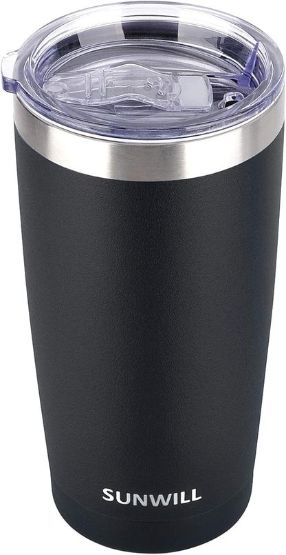 Travel Coffee Tumbler 20 oz, Insulated Mug with Lid, Stainless Steel Cup for Hot and Cold Drinks, Powder Coated Yellow