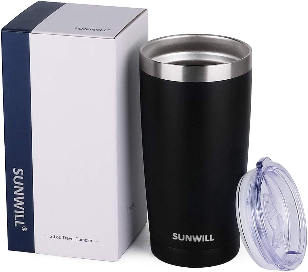 Travel Coffee Tumbler 20 oz, Insulated Mug with Lid, Stainless Steel Cup for Hot and Cold Drinks, Powder Coated Yellow