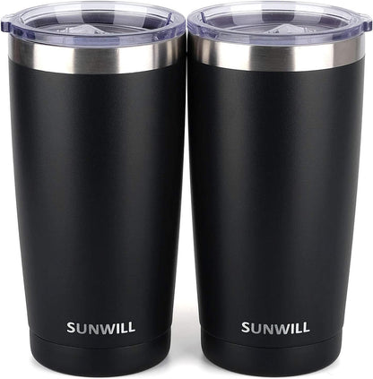Travel Coffee Tumbler 20 oz, Insulated Mug with Lid, Stainless Steel Cup for Hot and Cold Drinks, Powder Coated Yellow