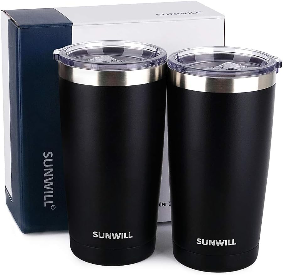 Travel Coffee Tumbler 20 oz, Insulated Mug with Lid, Stainless Steel Cup for Hot and Cold Drinks, Powder Coated Yellow