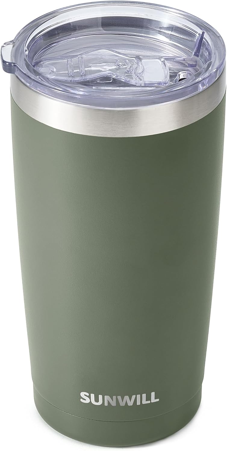 Travel Coffee Tumbler 20 oz, Insulated Mug with Lid, Stainless Steel Cup for Hot and Cold Drinks, Powder Coated Yellow