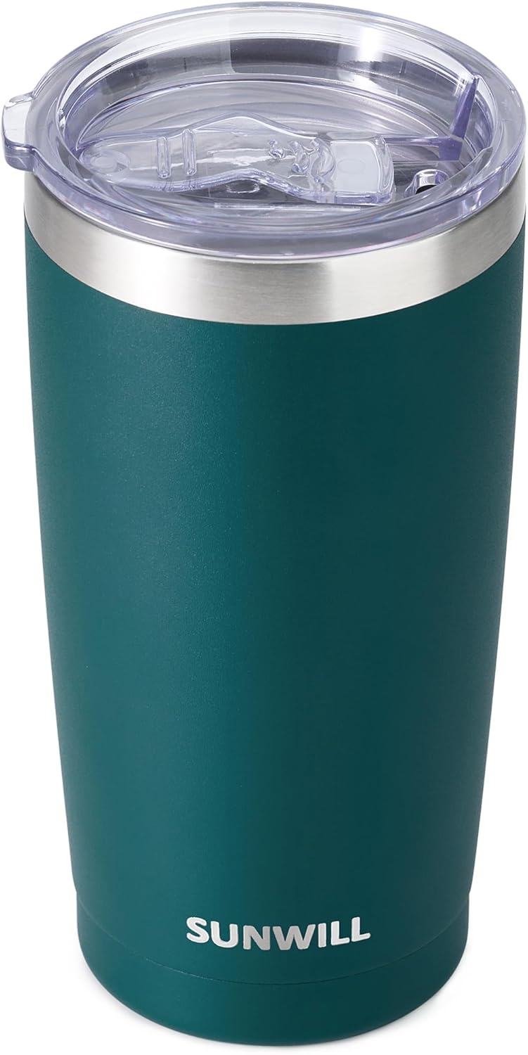 Travel Coffee Tumbler 20 oz, Insulated Mug with Lid, Stainless Steel Cup for Hot and Cold Drinks, Powder Coated Yellow