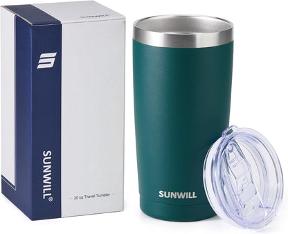 Travel Coffee Tumbler 20 oz, Insulated Mug with Lid, Stainless Steel Cup for Hot and Cold Drinks, Powder Coated Yellow