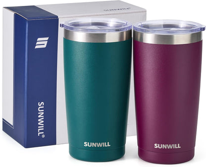 Travel Coffee Tumbler 20 oz, Insulated Mug with Lid, Stainless Steel Cup for Hot and Cold Drinks, Powder Coated Yellow