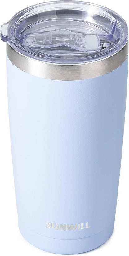 Travel Coffee Tumbler 20 oz, Insulated Mug with Lid, Stainless Steel Cup for Hot and Cold Drinks, Powder Coated Yellow