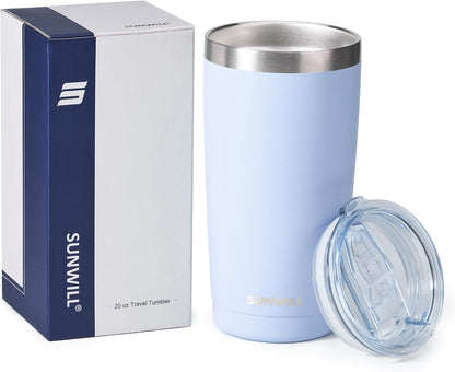 Travel Coffee Tumbler 20 oz, Insulated Mug with Lid, Stainless Steel Cup for Hot and Cold Drinks, Powder Coated Yellow
