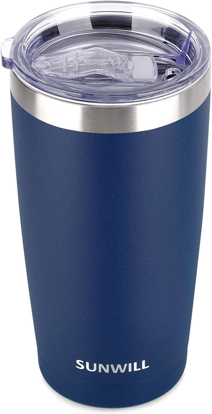 Travel Coffee Tumbler 20 oz, Insulated Mug with Lid, Stainless Steel Cup for Hot and Cold Drinks, Powder Coated Yellow