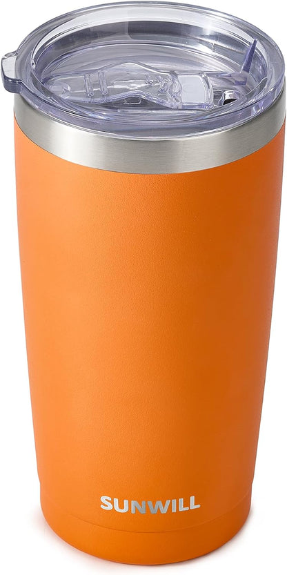 Travel Coffee Tumbler 20 oz, Insulated Mug with Lid, Stainless Steel Cup for Hot and Cold Drinks, Powder Coated Yellow