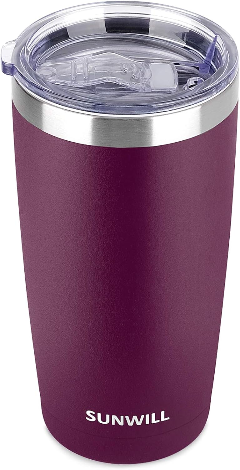 Travel Coffee Tumbler 20 oz, Insulated Mug with Lid, Stainless Steel Cup for Hot and Cold Drinks, Powder Coated Yellow