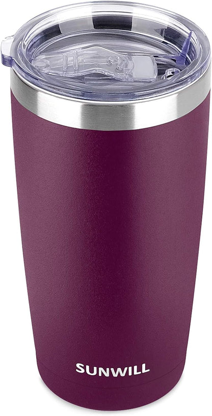 Travel Coffee Tumbler 20 oz, Insulated Mug with Lid, Stainless Steel Cup for Hot and Cold Drinks, Powder Coated Yellow