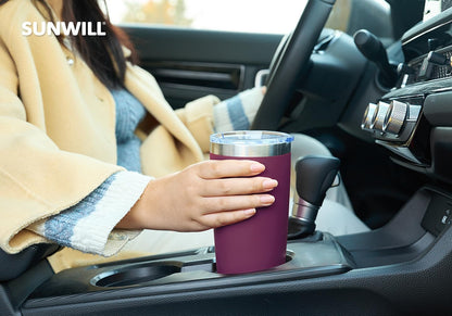 Travel Coffee Tumbler 20 oz, Insulated Mug with Lid, Stainless Steel Cup for Hot and Cold Drinks, Powder Coated Yellow