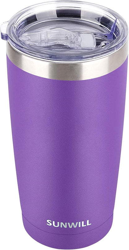 Travel Coffee Tumbler 20 oz, Insulated Mug with Lid, Stainless Steel Cup for Hot and Cold Drinks, Powder Coated Yellow