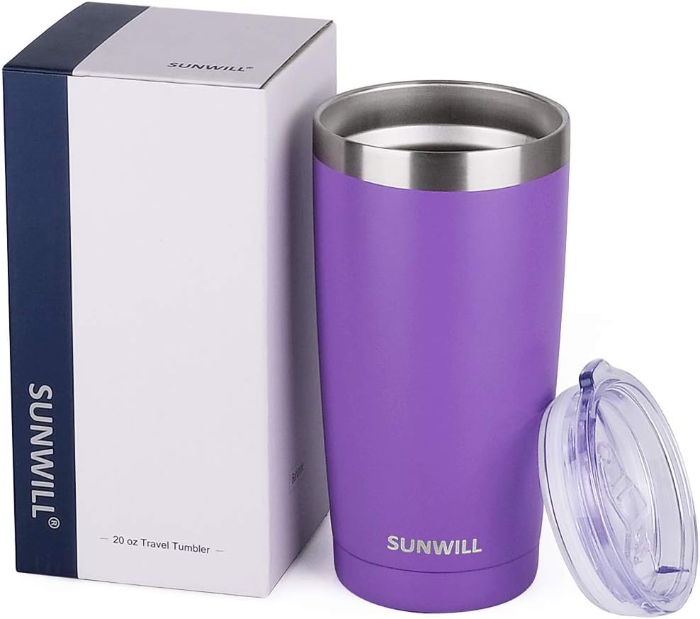 Travel Coffee Tumbler 20 oz, Insulated Mug with Lid, Stainless Steel Cup for Hot and Cold Drinks, Powder Coated Yellow