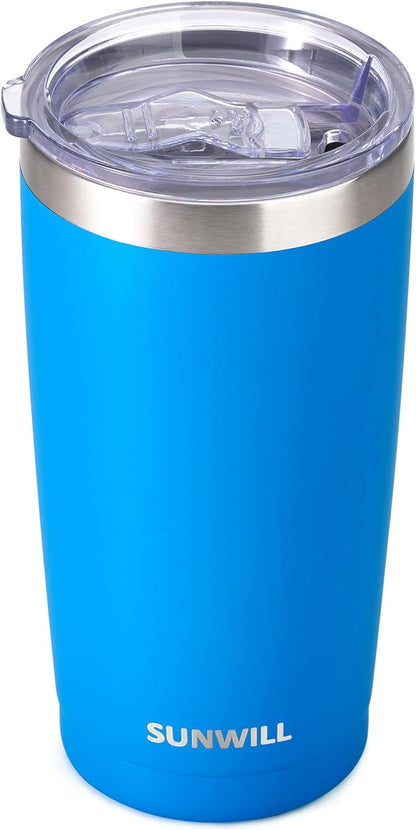 Travel Coffee Tumbler 20 oz, Insulated Mug with Lid, Stainless Steel Cup for Hot and Cold Drinks, Powder Coated Yellow