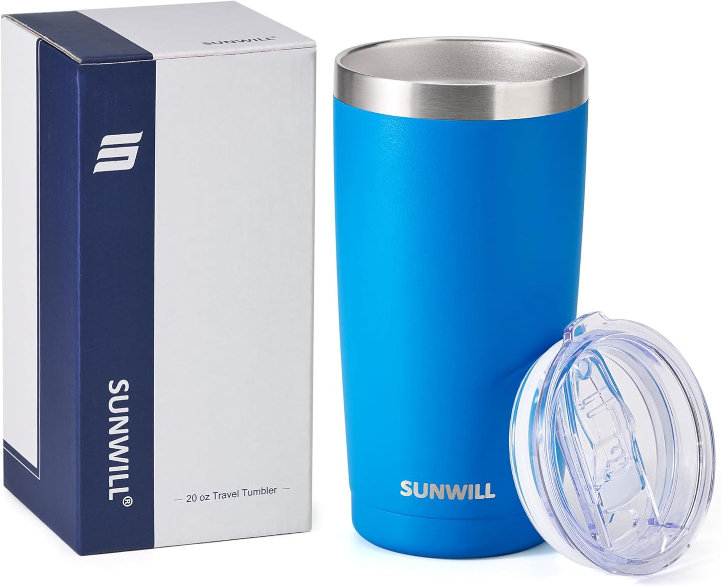 Travel Coffee Tumbler 20 oz, Insulated Mug with Lid, Stainless Steel Cup for Hot and Cold Drinks, Powder Coated Yellow