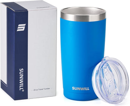 Travel Coffee Tumbler 20 oz, Insulated Mug with Lid, Stainless Steel Cup for Hot and Cold Drinks, Powder Coated Yellow
