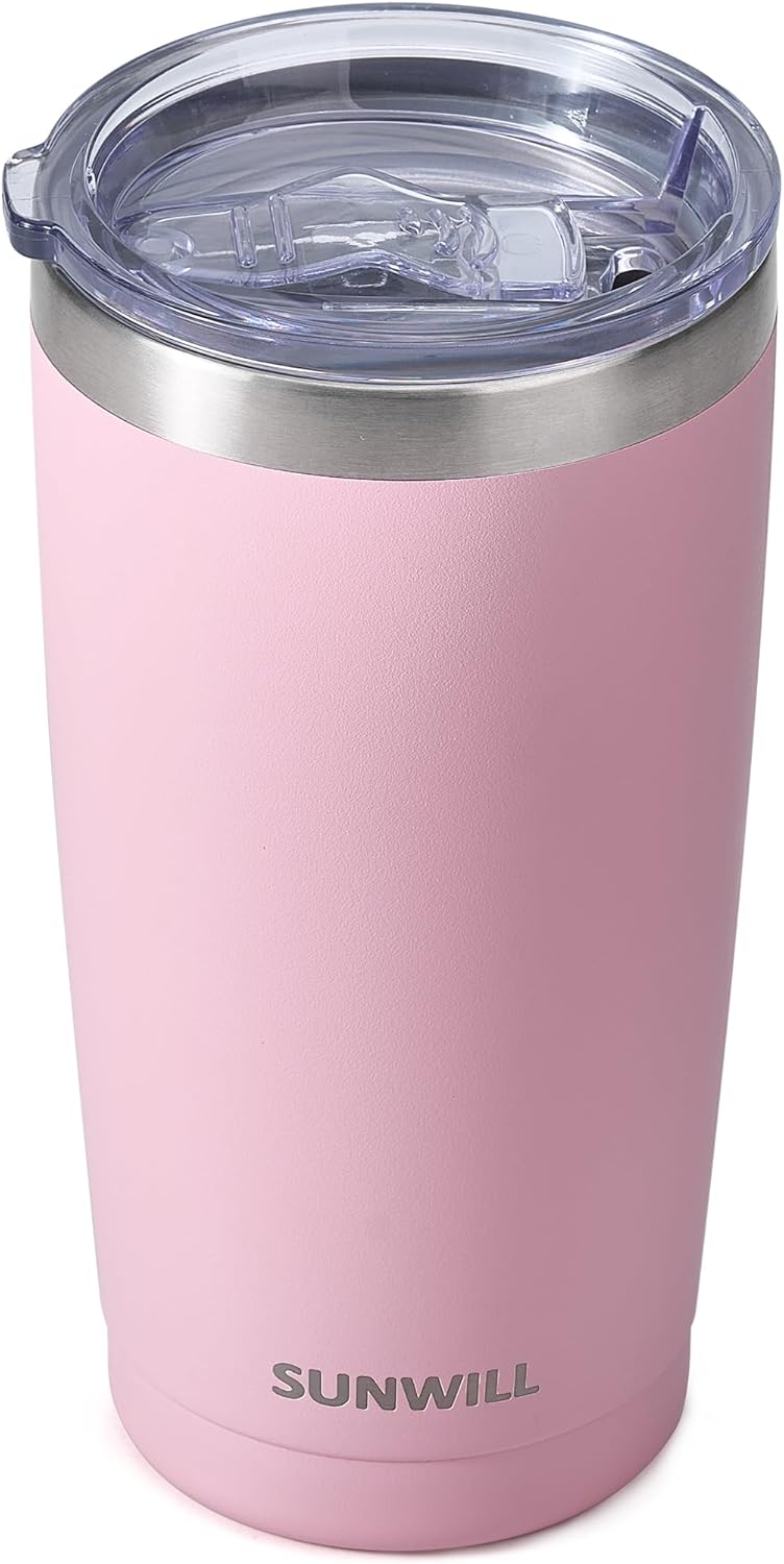 Travel Coffee Tumbler 20 oz, Insulated Mug with Lid, Stainless Steel Cup for Hot and Cold Drinks, Powder Coated Yellow