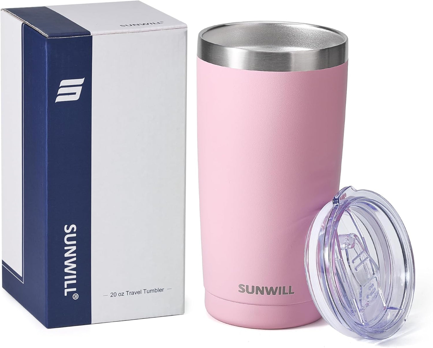 Travel Coffee Tumbler 20 oz, Insulated Mug with Lid, Stainless Steel Cup for Hot and Cold Drinks, Powder Coated Yellow