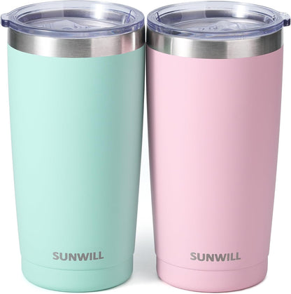 Travel Coffee Tumbler 20 oz, Insulated Mug with Lid, Stainless Steel Cup for Hot and Cold Drinks, Powder Coated Yellow