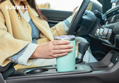 Travel Coffee Tumbler 20 oz, Insulated Mug with Lid, Stainless Steel Cup for Hot and Cold Drinks, Powder Coated Yellow