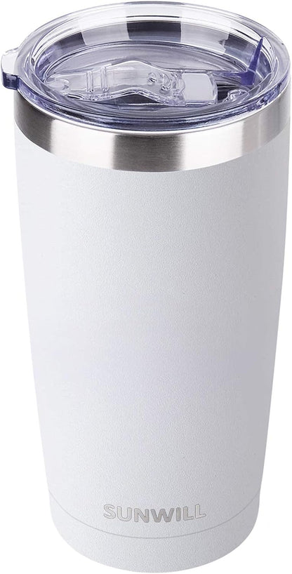 Travel Coffee Tumbler 20 oz, Insulated Mug with Lid, Stainless Steel Cup for Hot and Cold Drinks, Powder Coated Yellow