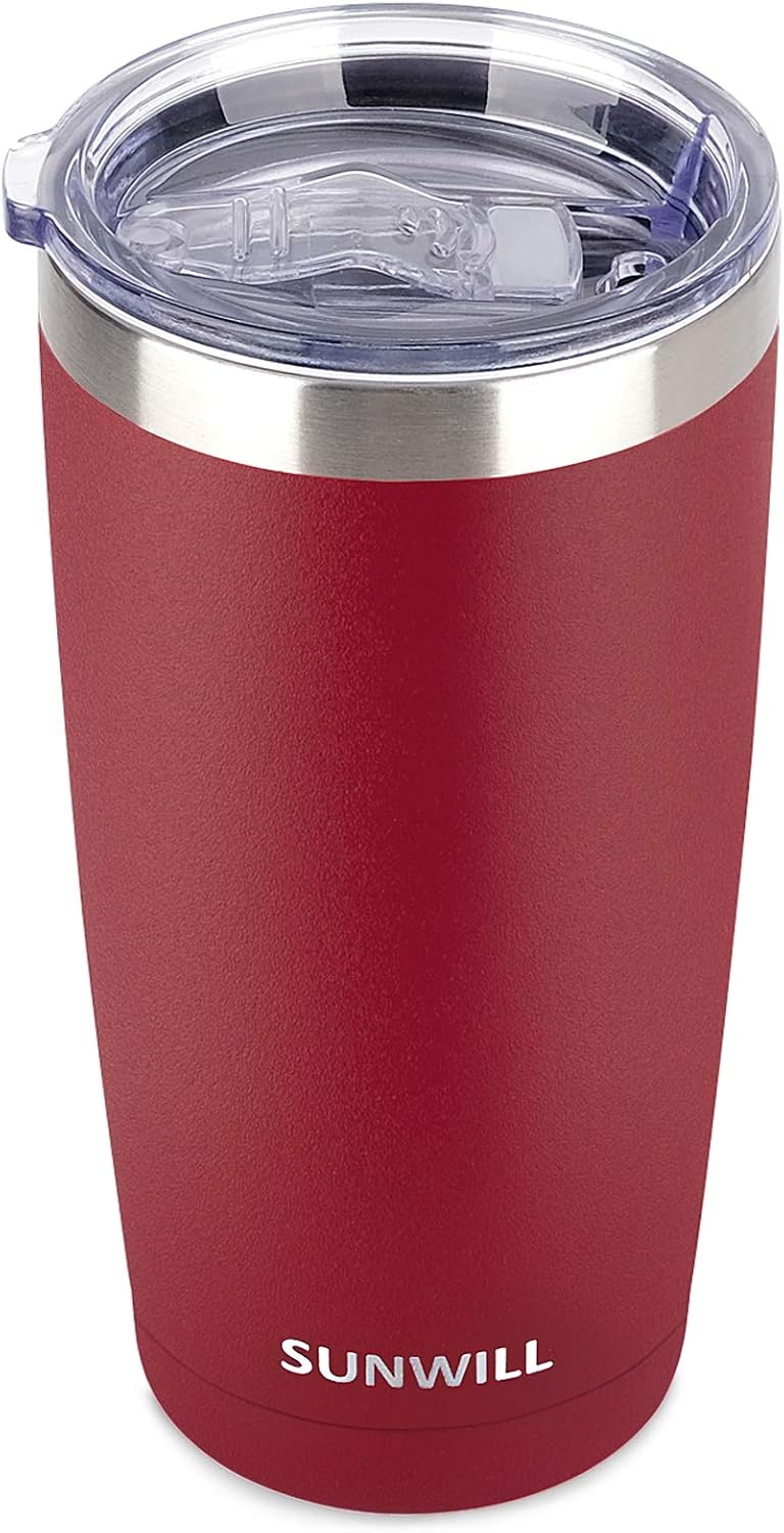 Travel Coffee Tumbler 20 oz, Insulated Mug with Lid, Stainless Steel Cup for Hot and Cold Drinks, Powder Coated Yellow