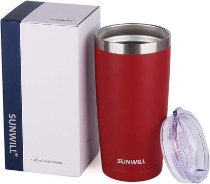 Travel Coffee Tumbler 20 oz, Insulated Mug with Lid, Stainless Steel Cup for Hot and Cold Drinks, Powder Coated Yellow