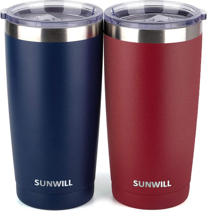 Travel Coffee Tumbler 20 oz, Insulated Mug with Lid, Stainless Steel Cup for Hot and Cold Drinks, Powder Coated Yellow