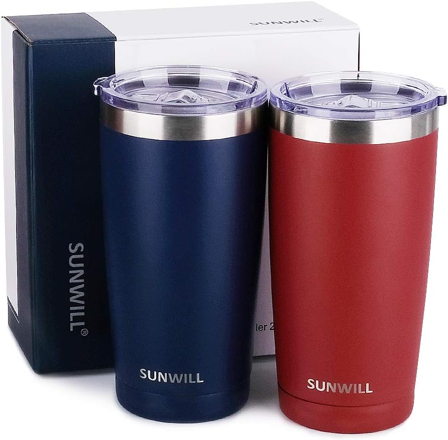 Travel Coffee Tumbler 20 oz, Insulated Mug with Lid, Stainless Steel Cup for Hot and Cold Drinks, Powder Coated Yellow