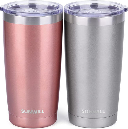 Travel Coffee Tumbler 20 oz, Insulated Mug with Lid, Stainless Steel Cup for Hot and Cold Drinks, Powder Coated Yellow