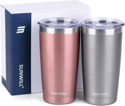 Travel Coffee Tumbler 20 oz, Insulated Mug with Lid, Stainless Steel Cup for Hot and Cold Drinks, Powder Coated Yellow