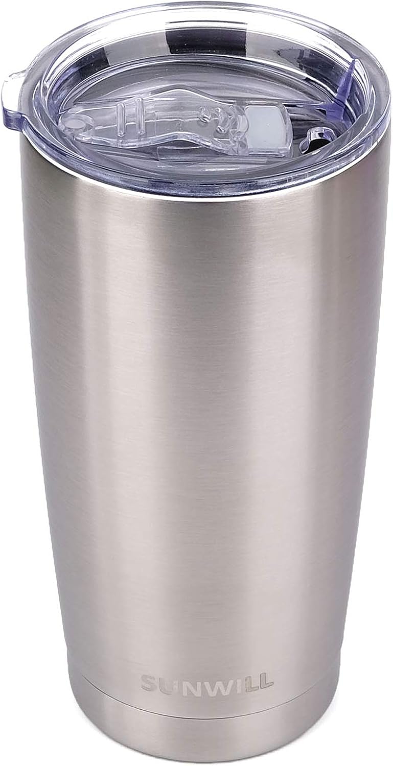 Travel Coffee Tumbler 20 oz, Insulated Mug with Lid, Stainless Steel Cup for Hot and Cold Drinks, Powder Coated Yellow