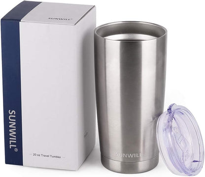 Travel Coffee Tumbler 20 oz, Insulated Mug with Lid, Stainless Steel Cup for Hot and Cold Drinks, Powder Coated Yellow