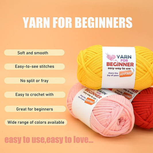 8 Pack Beginners Crochet Yarn Blue Green Yellow Red Cotton Crochet Yarn for Crocheting Knitting Beginners with Easy-to-See Stitches Crochet Yarn for Beginners Crochet Kit(8x50g)-Bright Mix