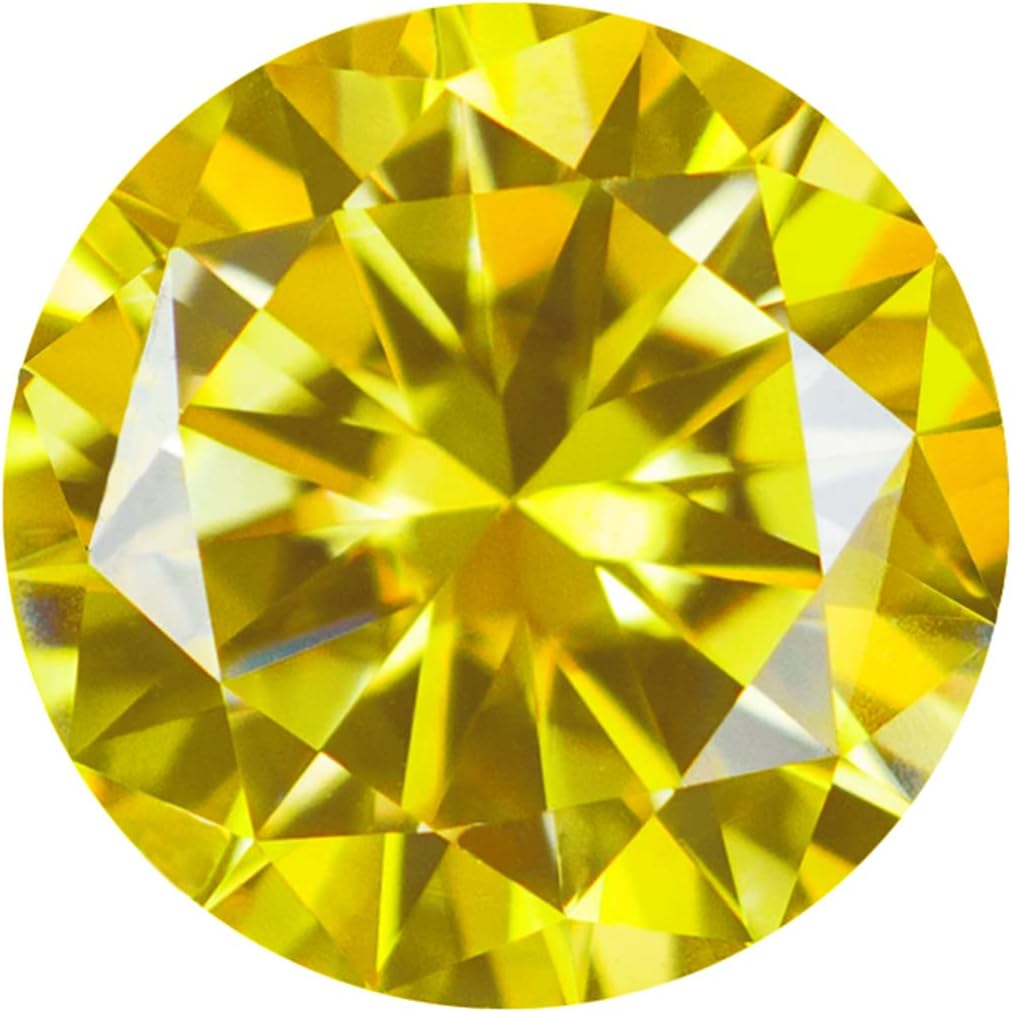 Loose Vivi Yellow 8 Hearts & Arrows Moissanite Gemstone Replacement Diamond VVS1 Excellent Round Brilliant Cut with GRA Report for Custom Jewelry
