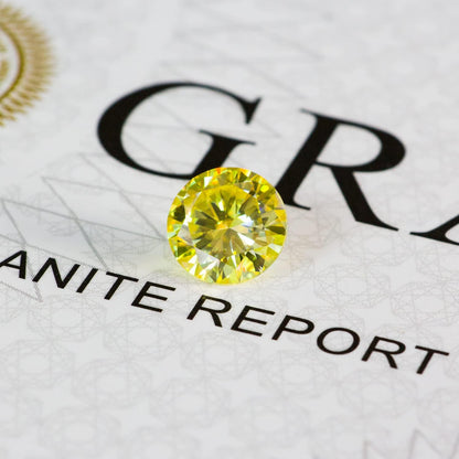 Loose Vivi Yellow 8 Hearts & Arrows Moissanite Gemstone Replacement Diamond VVS1 Excellent Round Brilliant Cut with GRA Report for Custom Jewelry