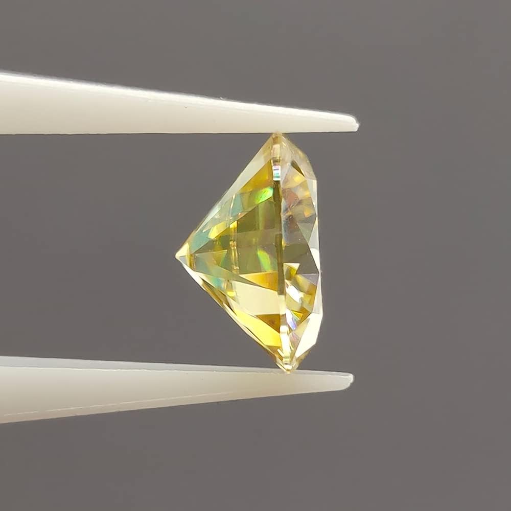 Loose Vivi Yellow 8 Hearts & Arrows Moissanite Gemstone Replacement Diamond VVS1 Excellent Round Brilliant Cut with GRA Report for Custom Jewelry