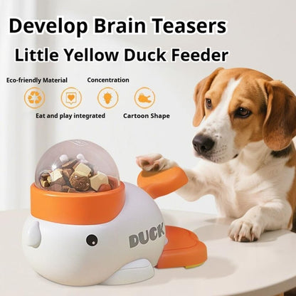 Duck Cat Treat Dispenser, Little Yellow Duck Cat Feeder Toy, Interactive Dog Treat Dispenser Toy, Pet Puzzle Slow Feeder for Healthier Eating, Mental Stimulation & IQ Training (Yellow)