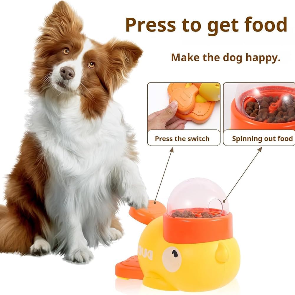 Duck Cat Treat Dispenser, Little Yellow Duck Cat Feeder Toy, Interactive Dog Treat Dispenser Toy, Pet Puzzle Slow Feeder for Healthier Eating, Mental Stimulation & IQ Training (Yellow)